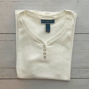 Karen Scott White Henley Top